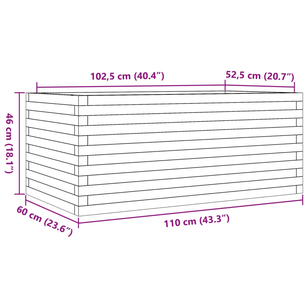 Fioriera da Giardino 110x60x46 cm in Legno Massello di Pino 3282459