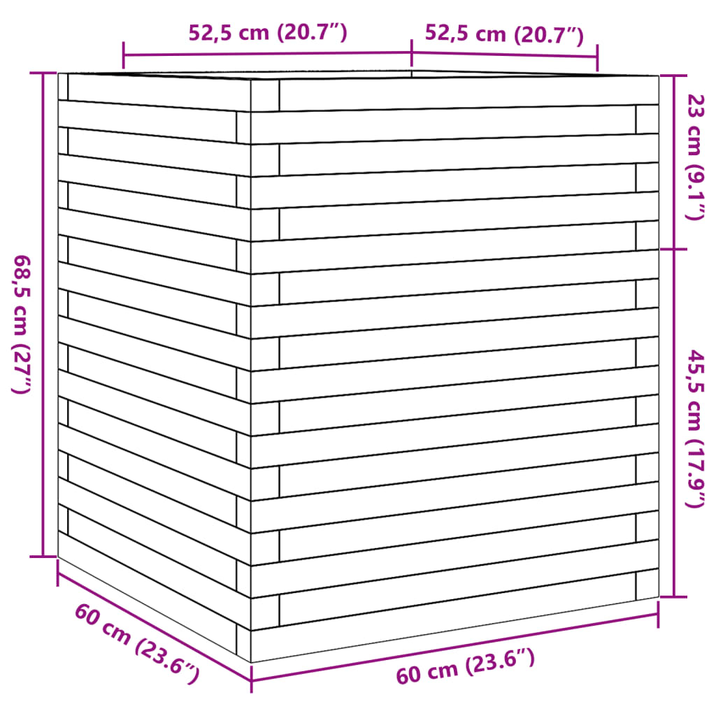 Fioriera da Giardino Bianca 60x60x68,5 m Legno Massello di Pino 3282470