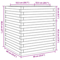 Fioriera Giardino Marrone Cera 60x60x68,5cm Legno Massello Pino 3282471