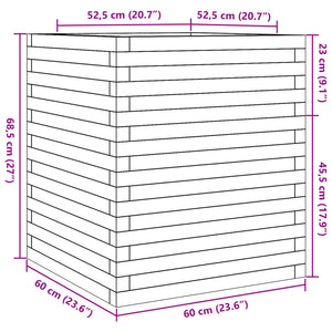 Fioriera Giardino Marrone Cera 60x60x68,5cm Legno Massello Pino 3282471