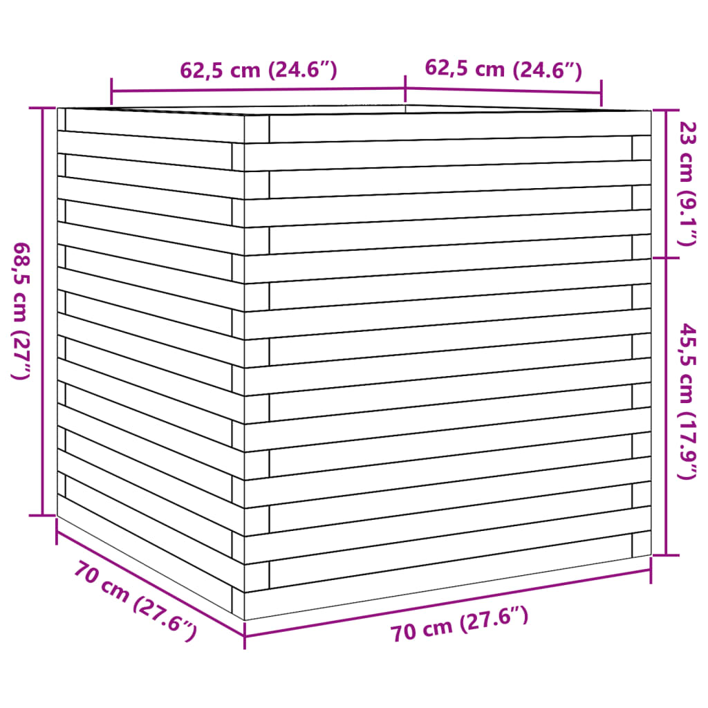 Fioriera da Giardino 70x70x68,5 cm in Legno Massello di Pino 3282474