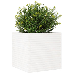 Fioriera da Giardino Bianca 70x70x68,5cm Legno Massello di Pino 3282475