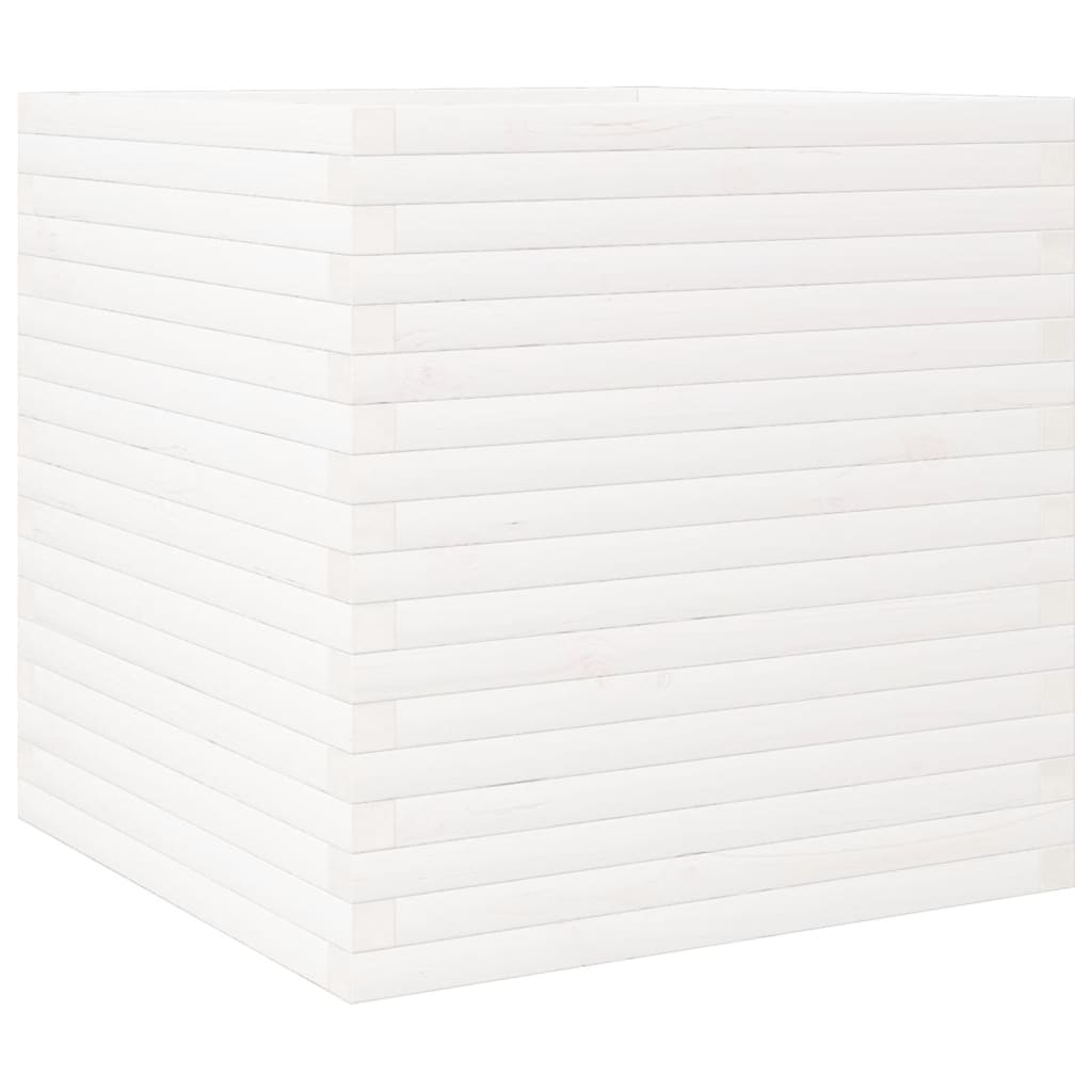 Fioriera da Giardino Bianca 70x70x68,5cm Legno Massello di Pino 3282475