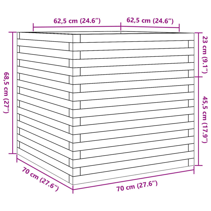 Fioriera da Giardino Bianca 70x70x68,5cm Legno Massello di Pino 3282475