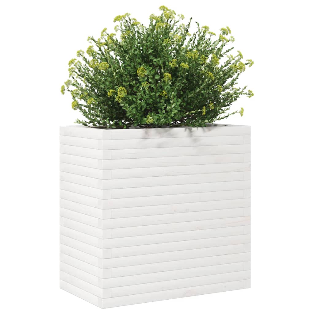 Fioriera da Giardino Bianca 70x40x68,5cm Legno Massello di Pino 3282485