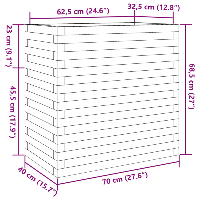 Fioriera da Giardino Bianca 70x40x68,5cm Legno Massello di Pino 3282485