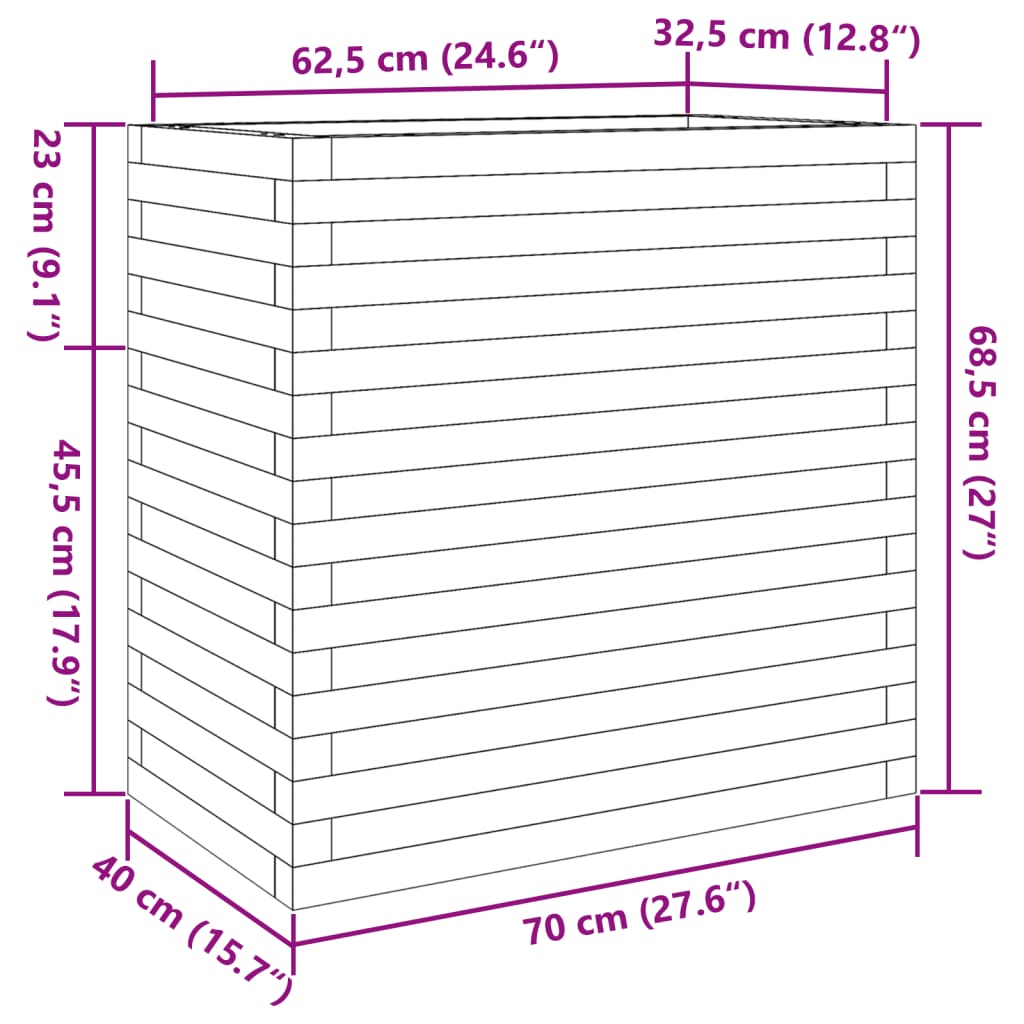 Fioriera da Giardino 70x40x68,5 cm in Legno di Pino Impregnato 3282488