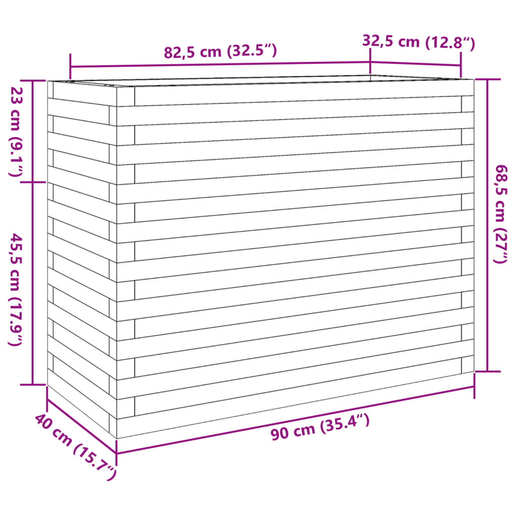 Fioriera da Giardino 90x40x68,5 cm in Legno Massello di Pino 3282489