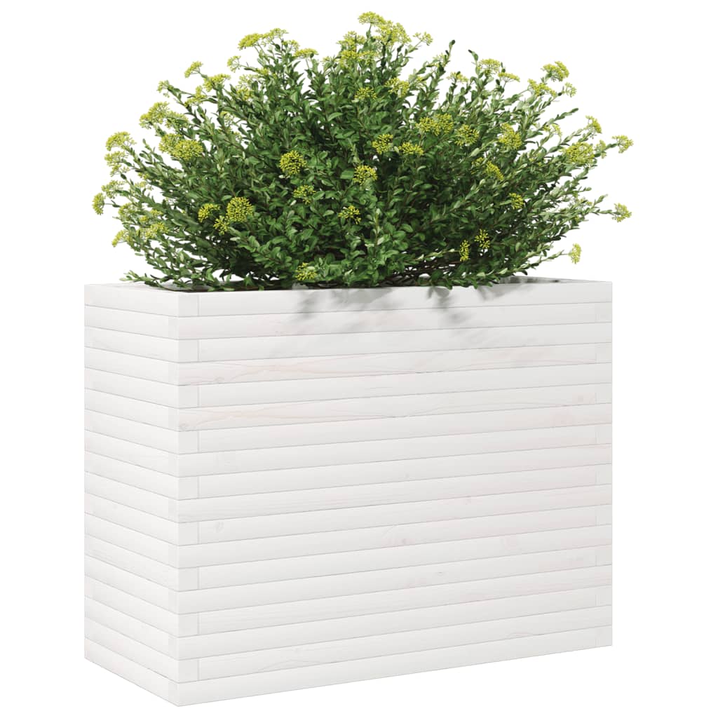 Fioriera da Giardino Bianca 90x40x68,5cm Legno Massello di Pino 3282490