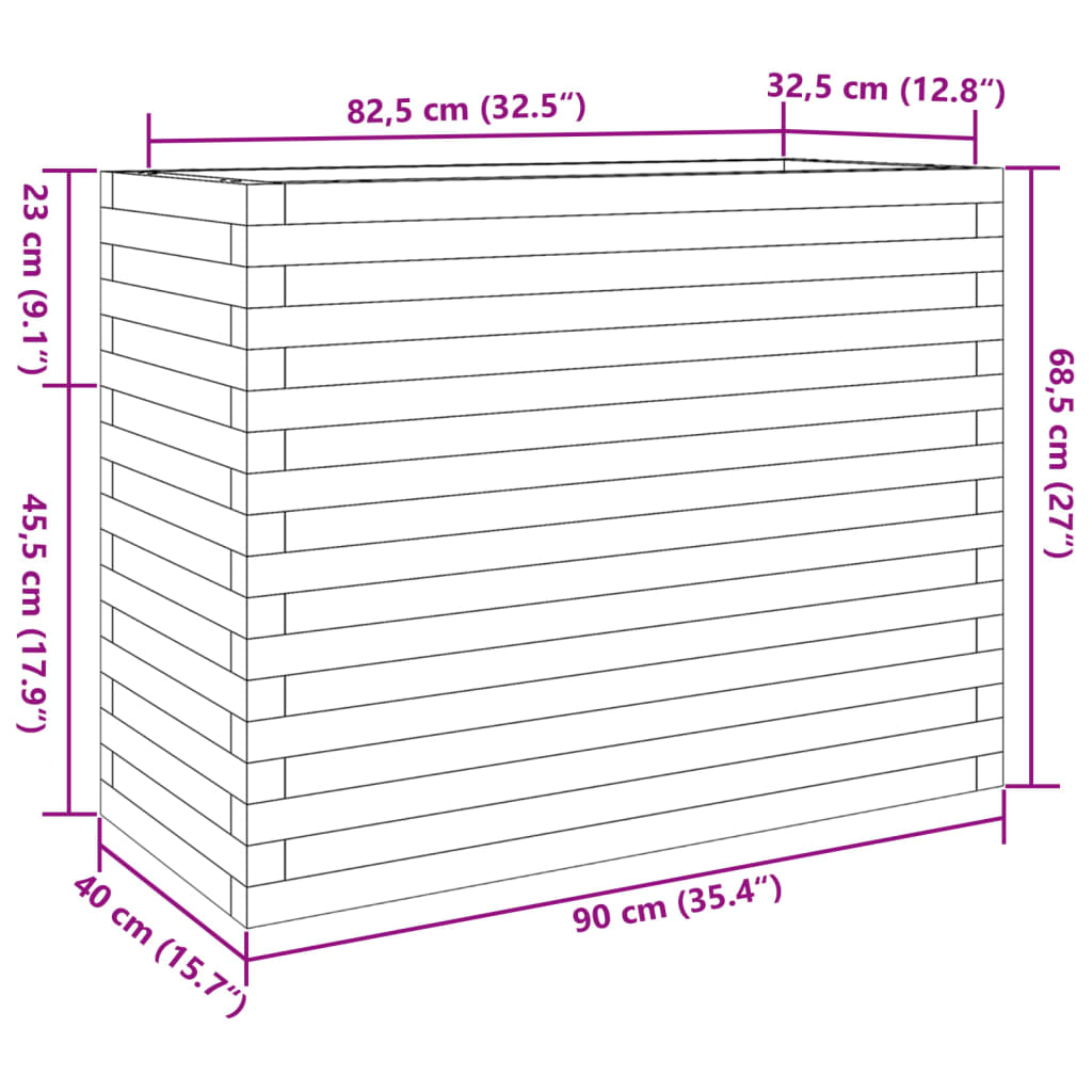 Fioriera da Giardino Bianca 90x40x68,5cm Legno Massello di Pino 3282490