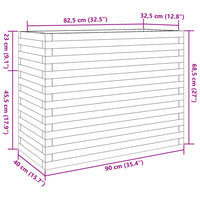 Fioriera da Giardino Bianca 90x40x68,5cm Legno Massello di Pino 3282490