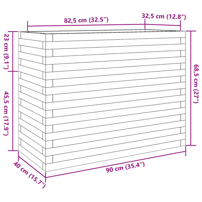 Fioriera da Giardino 90x40x68,5 cm in Legno di Pino Impregnato 3282493