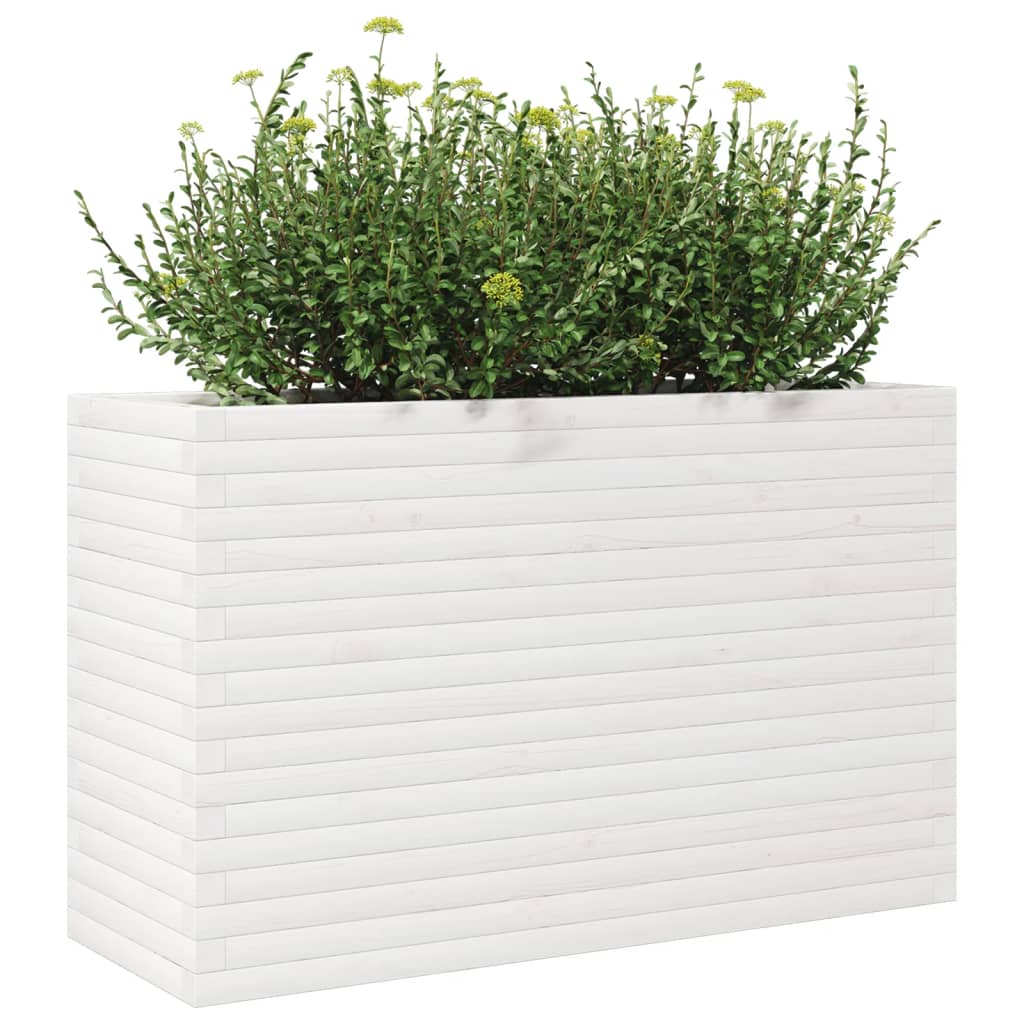 Fioriera da Giardino Bianca 110x40x68,5 cm Legno Massello Pino 3282495