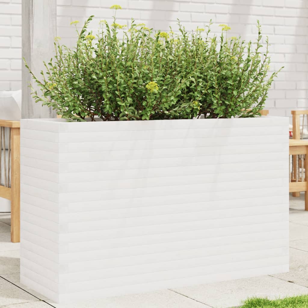 Fioriera da Giardino Bianca 110x40x68,5 cm Legno Massello Pino 3282495