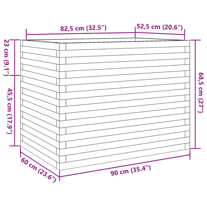 Fioriera da Giardino 90x60x68,5 cm in Legno Massello di Pino 3282499