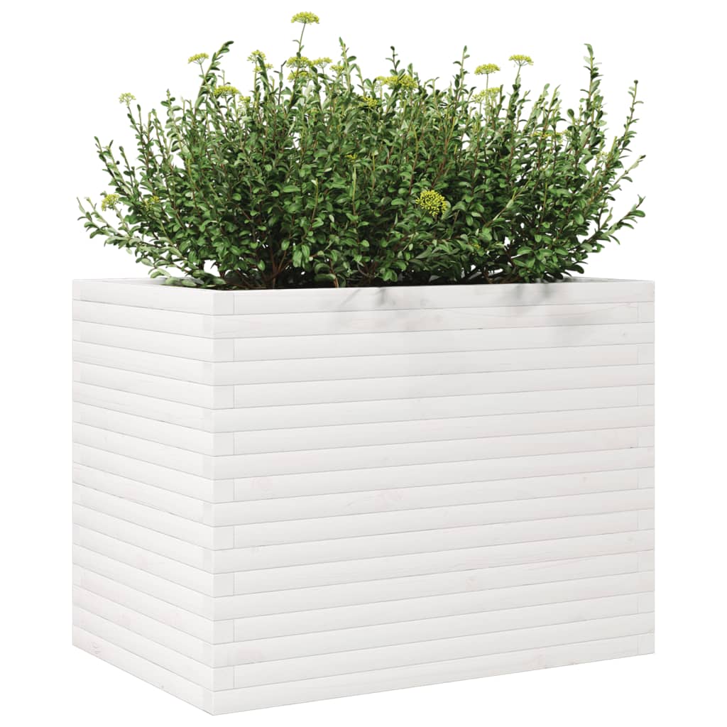 Fioriera da Giardino Bianca 90x60x68,5cm Legno Massello di Pino 3282500