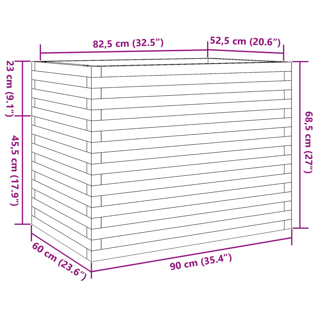 Fioriera da Giardino Bianca 90x60x68,5cm Legno Massello di Pino 3282500