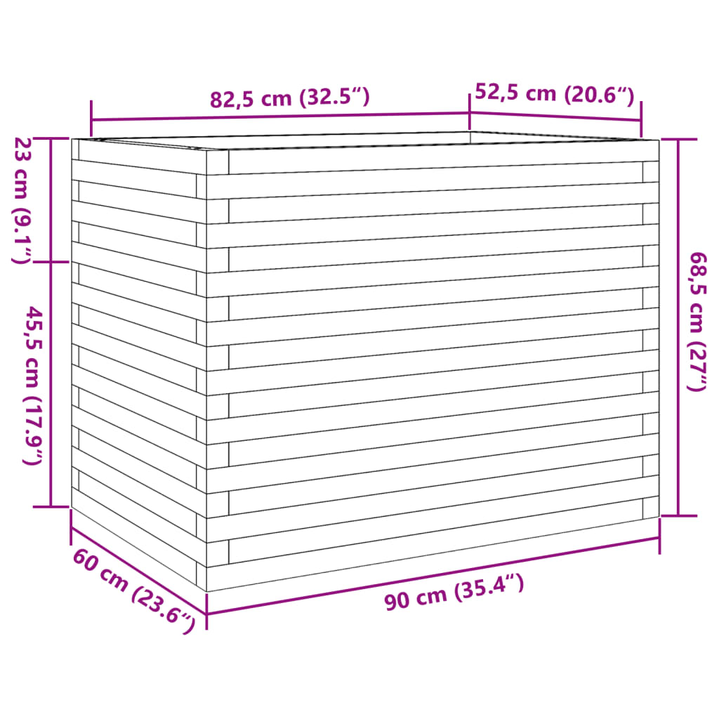 Fioriera Giardino Marrone Cera 90x60x68,5cm Legno Massello Pino 3282501