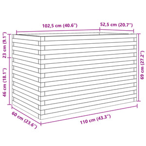 Fioriera Giardino Marrone Cera 110x60x68,5 Legno Massello Pino 3282506