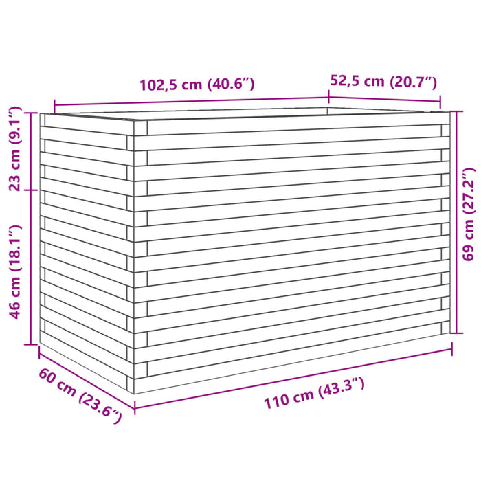 Fioriera Giardino Marrone Cera 110x60x68,5 Legno Massello Pino 3282506