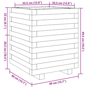 Fioriera da Giardino 40x40x49,5 cm in Legno Massello di Pino 3282509