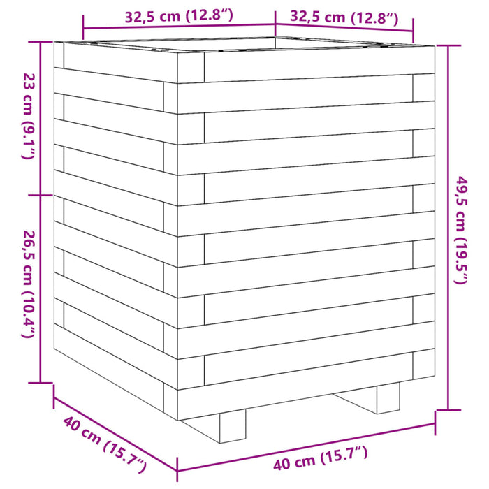 Fioriera da Giardino 40x40x49,5 cm in Legno Massello di Pino 3282509