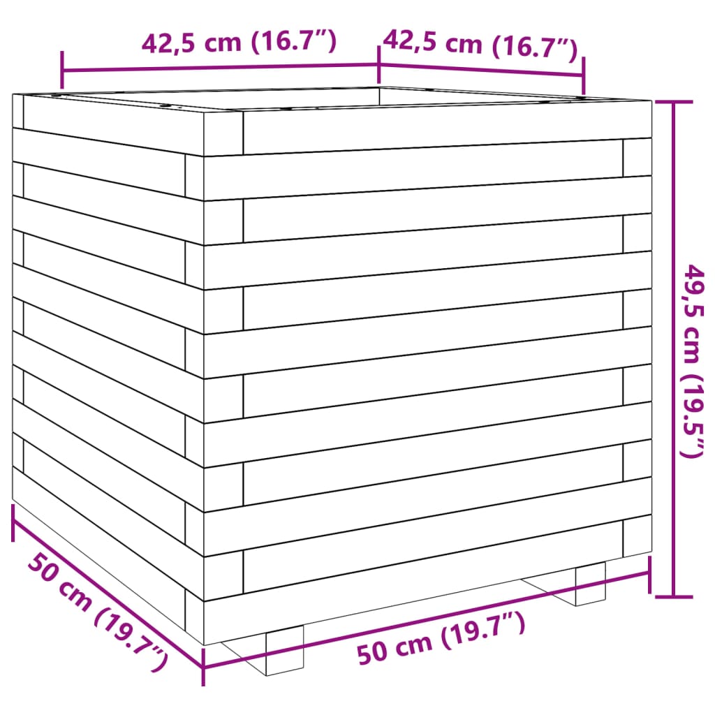 Fioriera da Giardino 50x50x49,5 cm in Legno Massello di Pino 3282514