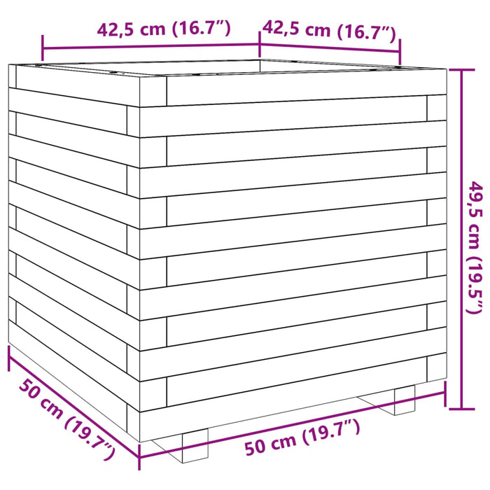 Fioriera da Giardino 50x50x49,5 cm in Legno Massello di Pino 3282514