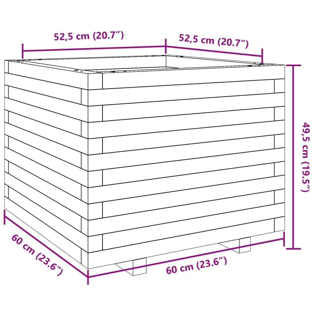 Fioriera da Giardino 60x60x49,5 cm in Legno di Pino Impregnato 3282523