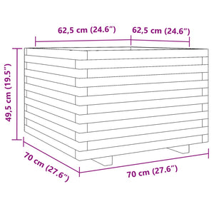 Fioriera Giardino Marrone Cera 70x70x49,5cm Legno Massello Pino 3282526