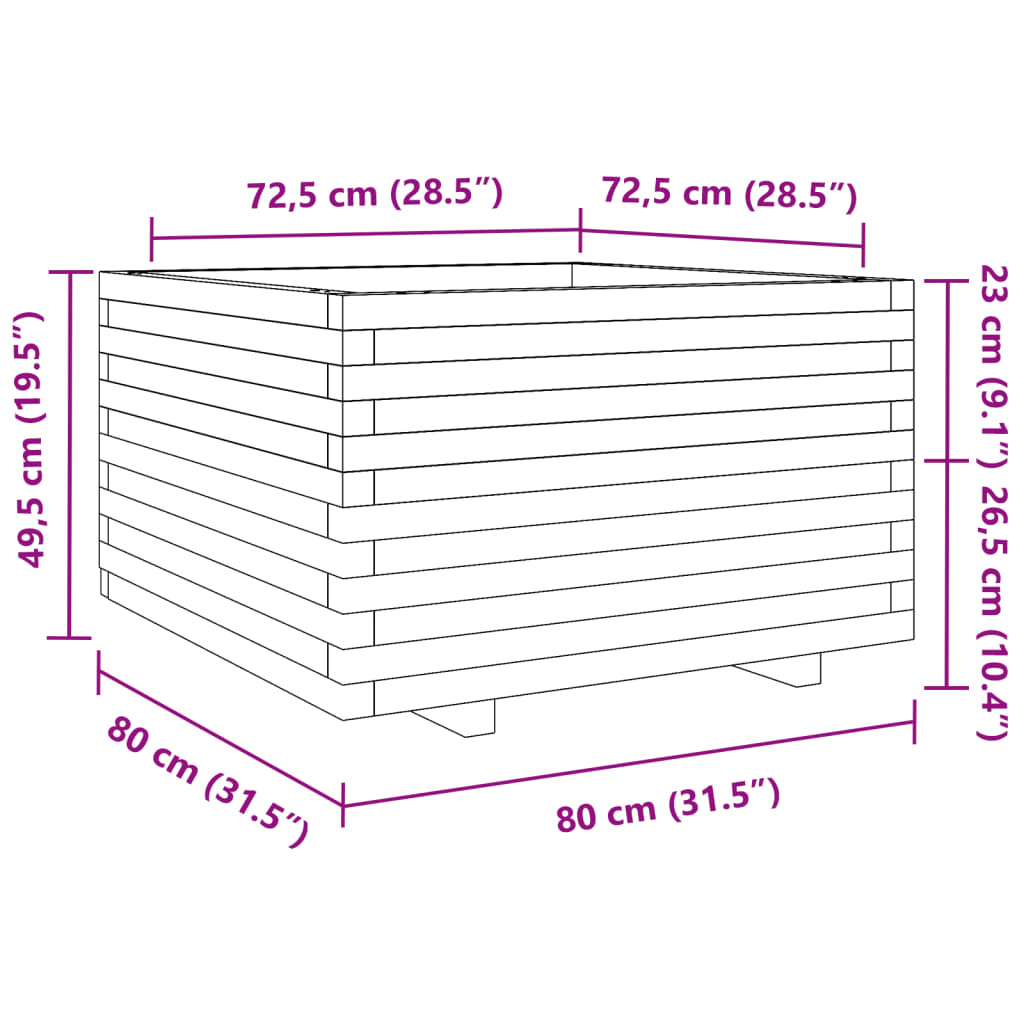 Fioriera da Giardino 80x80x49,5 cm in Legno di Pino Impregnato 3282533