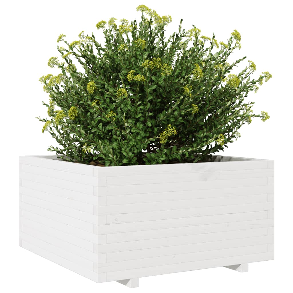 Fioriera da Giardino Bianca 90x90x49,5cm Legno Massello di Pino 3282535