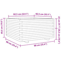 Fioriera da Giardino Bianca 90x90x49,5cm Legno Massello di Pino 3282535