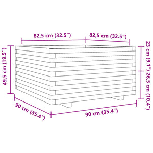 Fioriera da Giardino Bianca 90x90x49,5cm Legno Massello di Pino 3282535