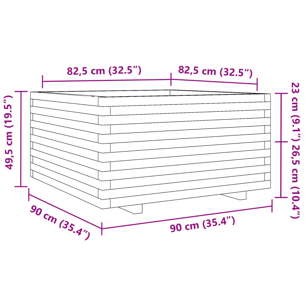 Fioriera da Giardino 90x90x49,5 cm in Legno di Pino Impregnato 3282538