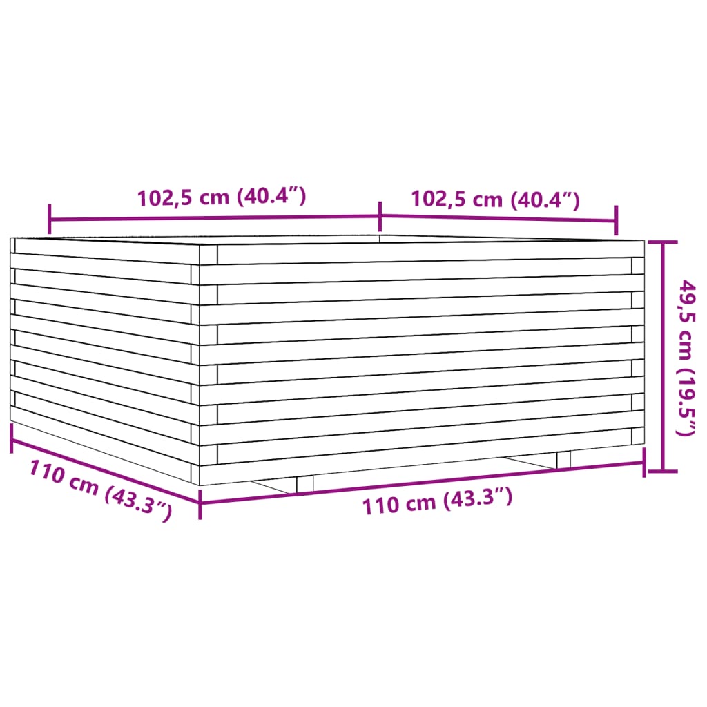 Fioriera da Giardino 110x110x49,5 cm Legno Massello di Douglas 3282547