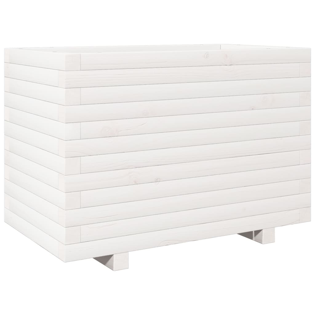 Fioriera da Giardino Bianca 70x40x49,5cm Legno Massello di Pino 3282550