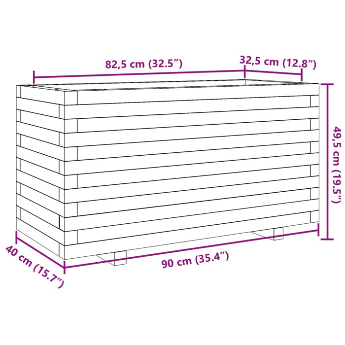 Fioriera da Giardino Bianca 90x40x49,5cm Legno Massello di Pino 3282555