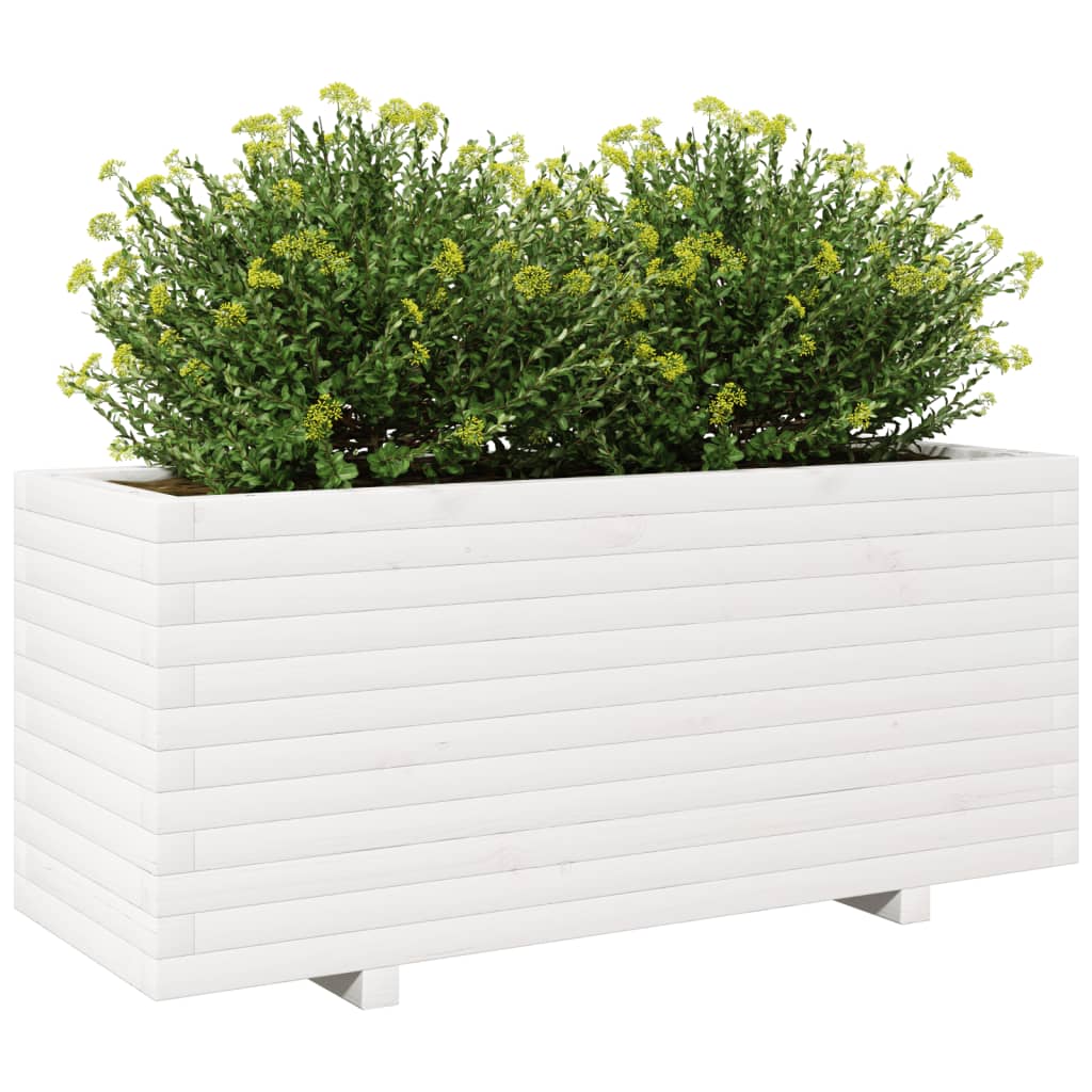 Fioriera da Giardino Bianca 110x40x49,5 cm Legno Massello Pino 3282560