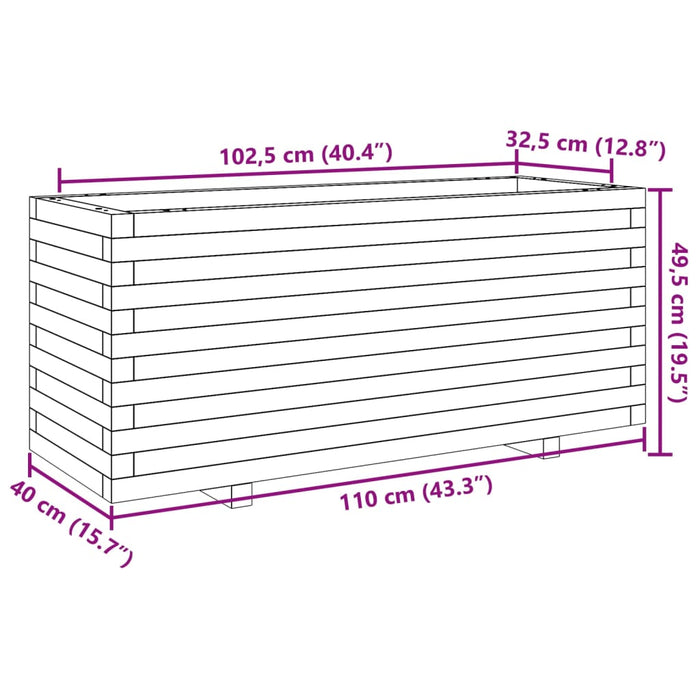 Fioriera da Giardino Bianca 110x40x49,5 cm Legno Massello Pino 3282560