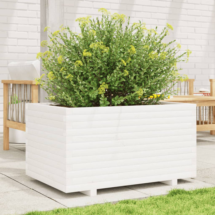 Fioriera da Giardino Bianca 90x60x49,5cm Legno Massello di Pino 3282565