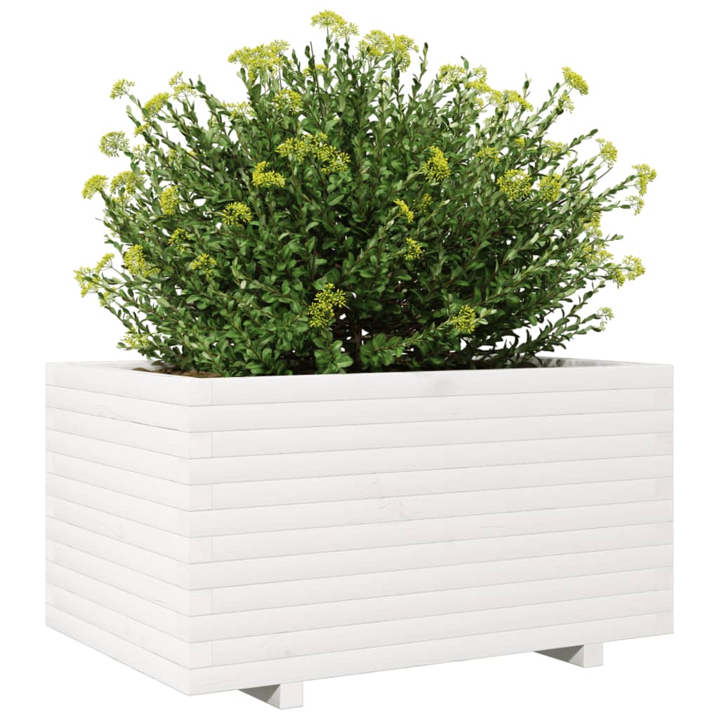 Fioriera da Giardino Bianca 90x60x49,5cm Legno Massello di Pino 3282565