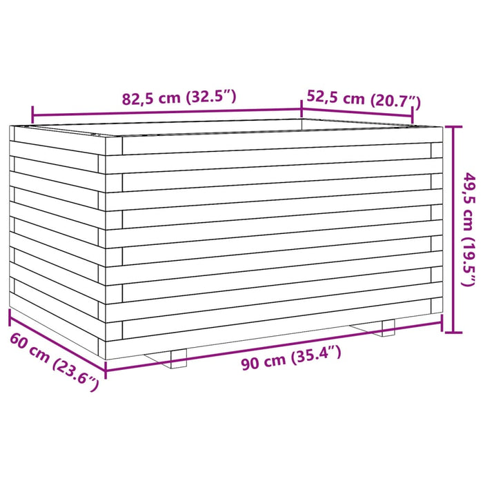 Fioriera da Giardino Bianca 90x60x49,5cm Legno Massello di Pino 3282565