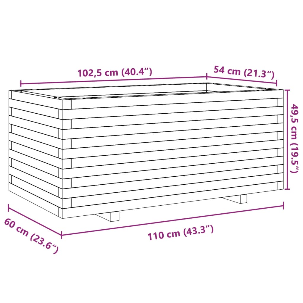 Fioriera da Giardino 110x60x49,5 cm in Legno Massello di Pino 3282569