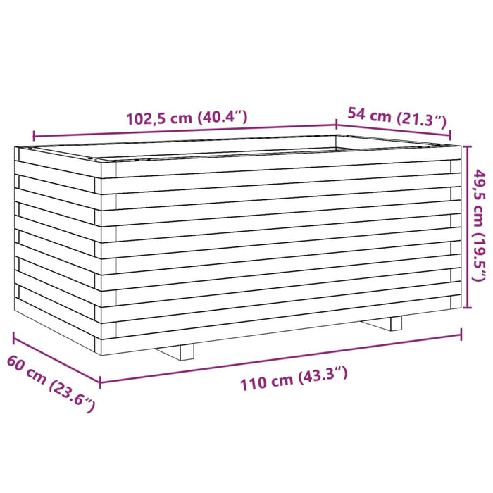 Fioriera da Giardino 110x60x49,5 cm in Legno Massello di Pino 3282569