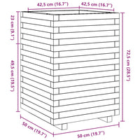 Fioriera Giardino Marrone Cera 50x50x72,5cm Legno Massello Pino 3282576