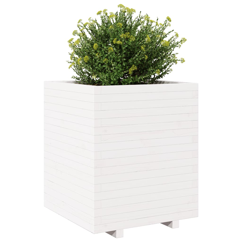 Fioriera da Giardino Bianca 60x60x72,5cm Legno Massello di Pino 3282580