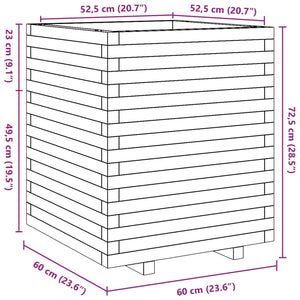 Fioriera da Giardino Bianca 60x60x72,5cm Legno Massello di Pino 3282580