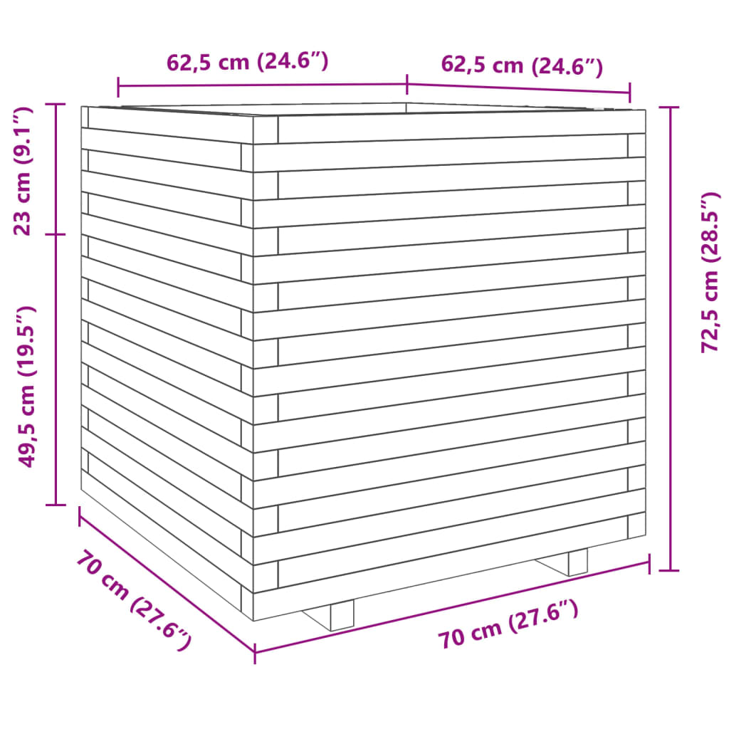 Fioriera da Giardino 70x70x72,5 cm in Legno Massello di Douglas 3282587