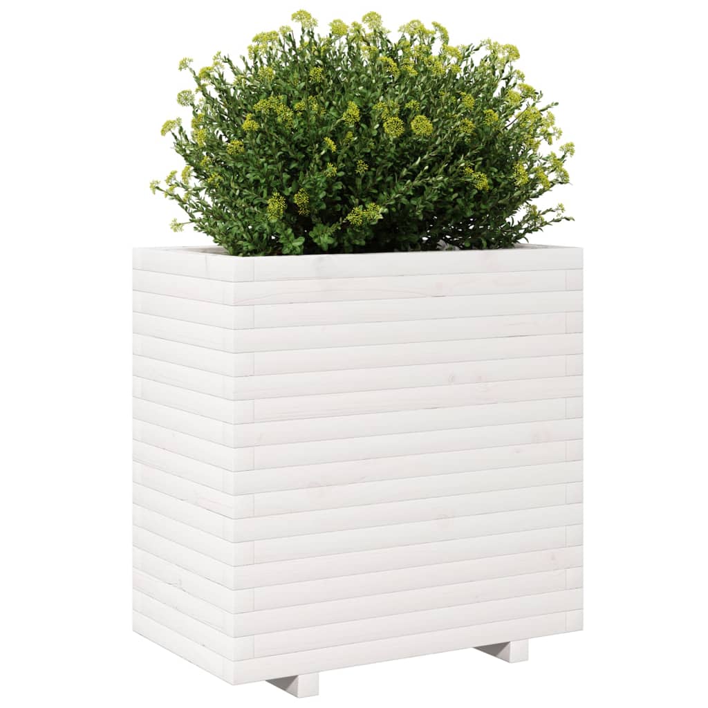 Fioriera da Giardino Bianca 70x40x72,5cm Legno Massello di Pino 3282590